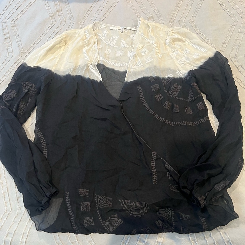 Twelfth Street by Cynthia Vincent Black and Cream Blouse